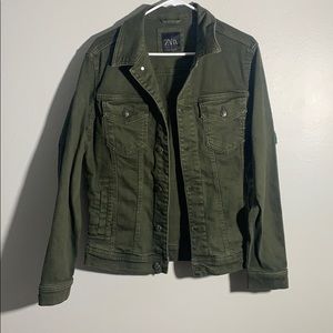 Zara Mens Olive Green Denim Jacket